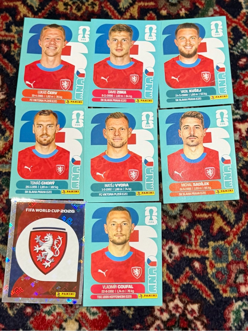 WORLD CUP 2026 PANINI STICKER.CZECH REPUBLIC TEAM. LOT OF 8 STICKERS. BRASIL Edi